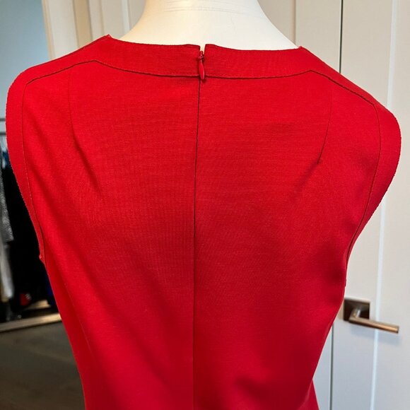 Akris Punto Contemporary Sleeveless Midi Lined Dress w Cut-Outs Deep Red Size 12 - Picture 11 of 13